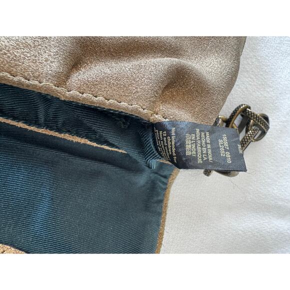 Fossil Gold Metallic Leather Small crossbody bag purse with brass buckle - Picture 5 of 8